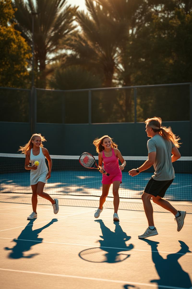 Famille jouant au padel